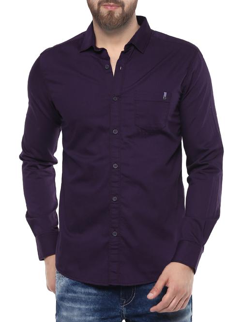 purple cotton casual shirt - 14504888 - Standard Image - 1
