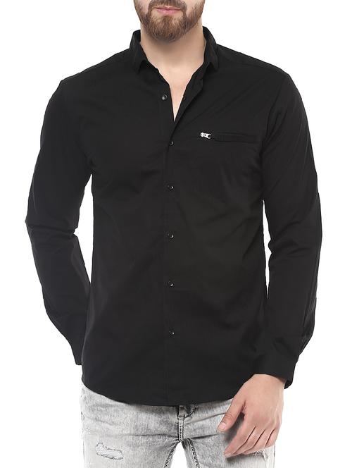 black cotton casual shirt - 14504909 - Very Small Image - 1