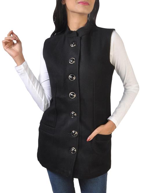 black wool waist coat - 14505012 - Very Small Image - 1