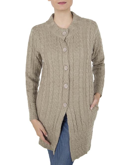 beige woolen coatigan - 14505103 - Very Small Image - 1