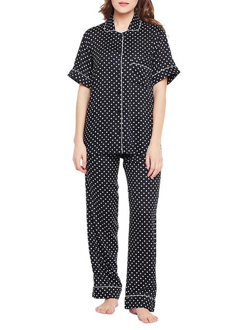 black cotton pajama nightwear set - 14505167 - Very Small Image - 1