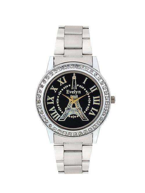 Evelyn Eiffel Tower Black Dial Analogue Metal Strap Wrist Watch For Girls - Women -Eve-560 - 14505178 - Very Small Image - 1
