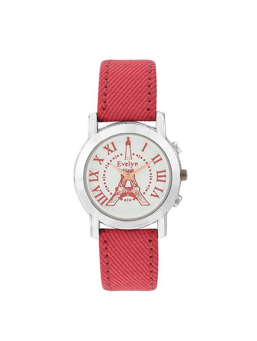 Evelyn Eiffel Tower Analogue White Dial Red Strap Girls Watches-Eve-573 - 14505191 - Very Small Image - 1