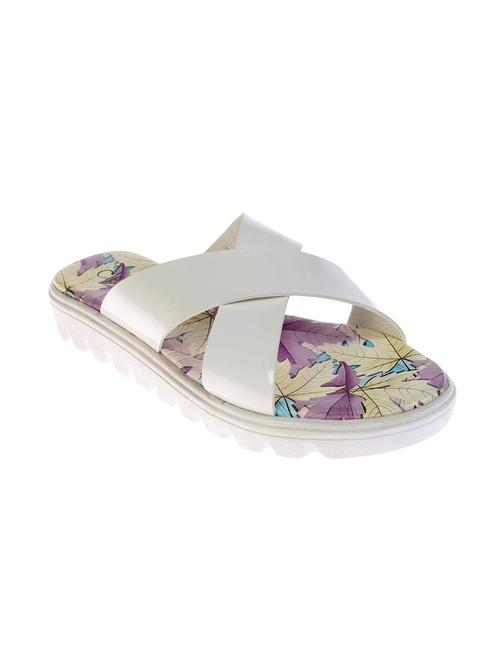 white faux leather slides - 14505408 - Standard Image - 1