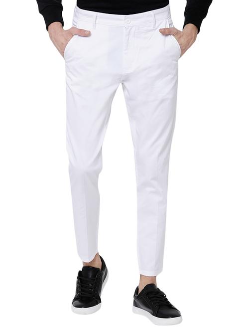 white cotton blend chinos - 14505425 - Very Small Image - 1