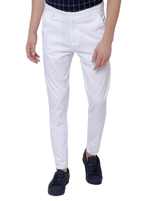 white cotton blend chinos casual trousers - 14505434 - Very Small Image - 1