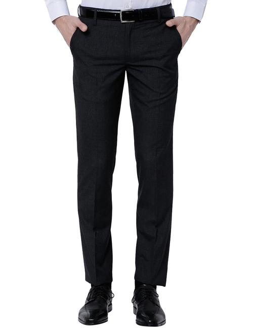 black polyester blend flat front formal trouser - 14505453 - Very Small Image - 1