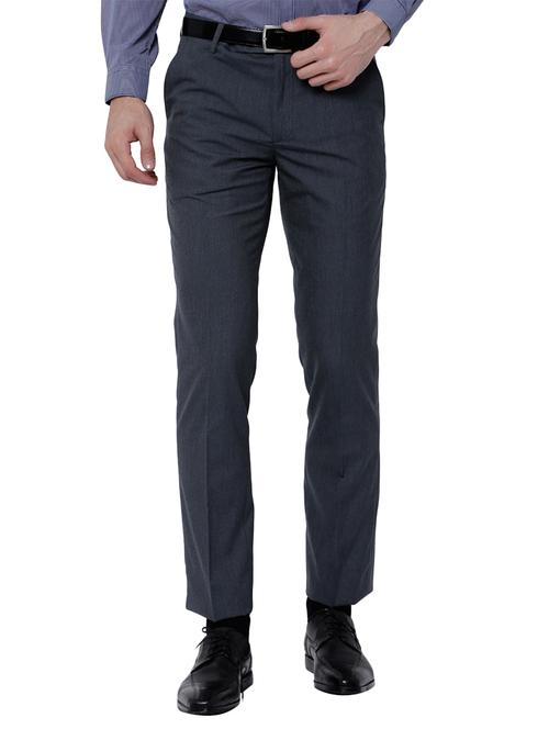grey polyester blend flat front formal trouser - 14505454 - Very Small Image - 1