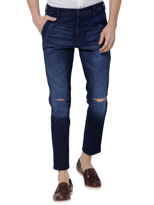 blue cotton blend slash knee jeans - 14505468 - Very Small Image - 1