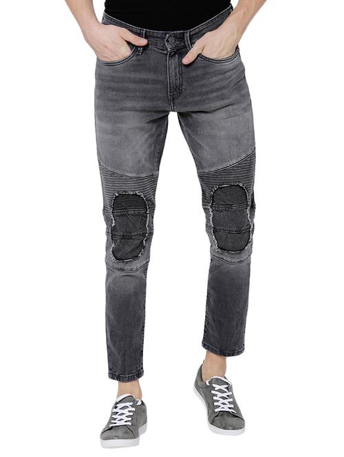 grey cotton blend biker jeans - 14505470 - Very Small Image - 1