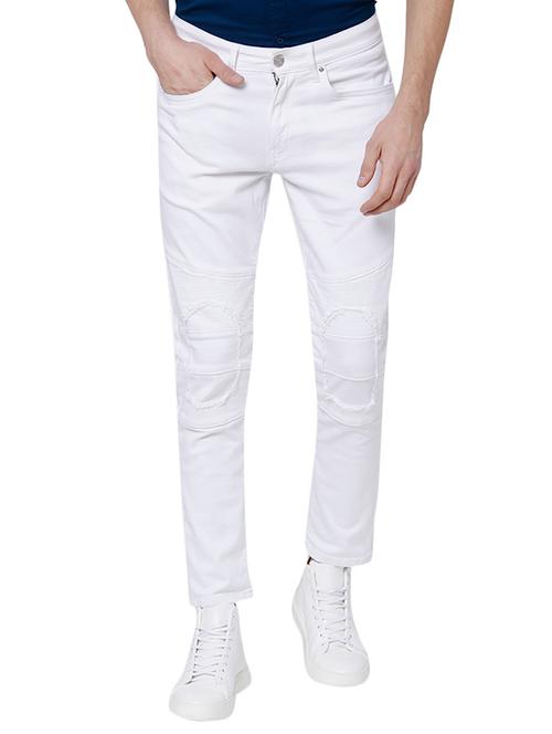 white cotton blend plain jeans - 14505473 - Very Small Image - 1