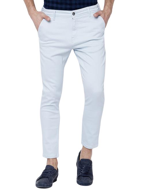 light blue cotton blend plain jeans - 14505492 - Very Small Image - 1