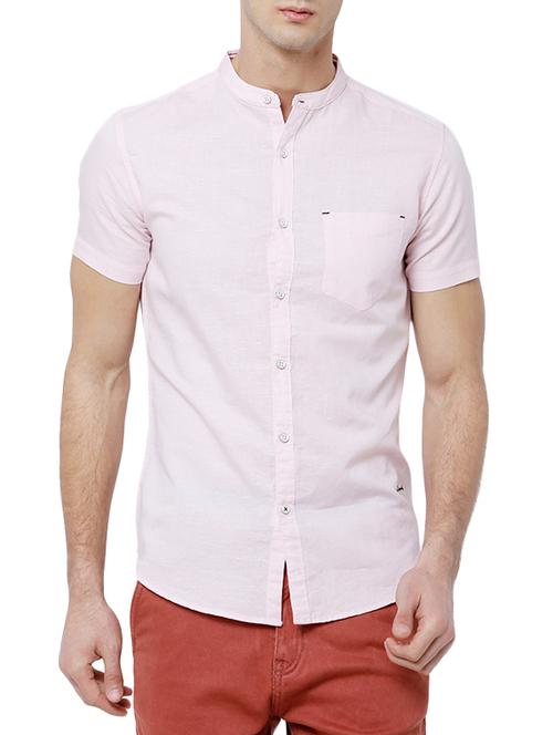 pink cotton linen casual shirt - 14505525 - Very Small Image - 1