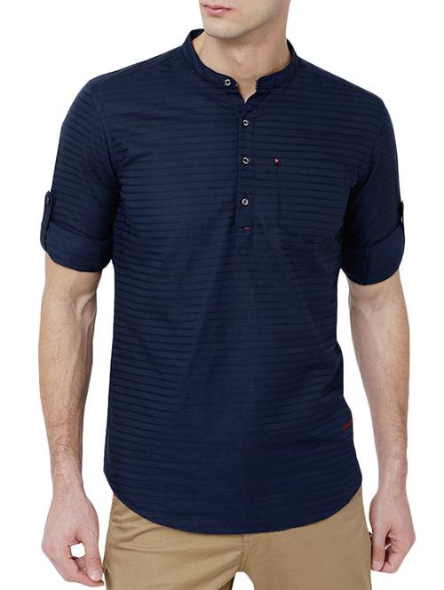 navy blue cotton casual shirt - 14505527 - Very Small Image - 1
