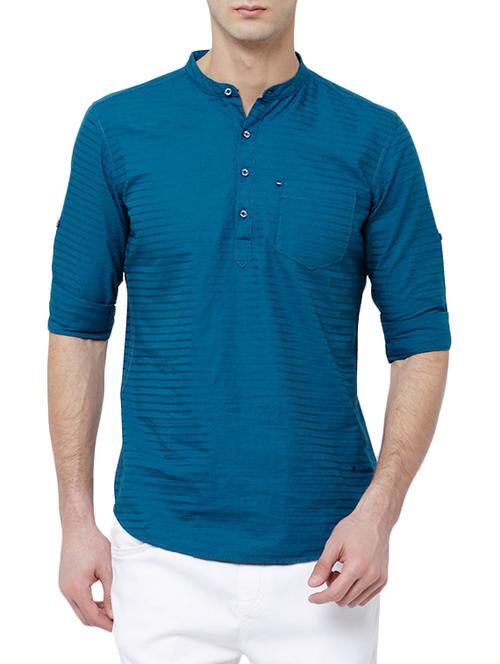 blue cotton short kurta - 14505531 - Very Small Image - 1