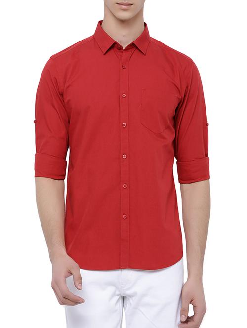 red cotton casual shirt - 14505541 - Very Small Image - 1