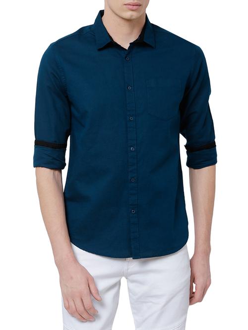 blue cotton casual shirt - 14505580 - Very Small Image - 1