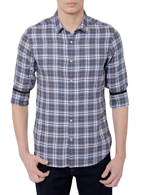 blue cotton casual shirt - 14505592 - Very Small Image - 1