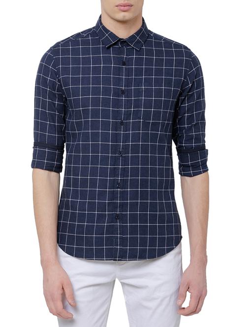 navy blue cotton casual shirt - 14505593 - Very Small Image - 1