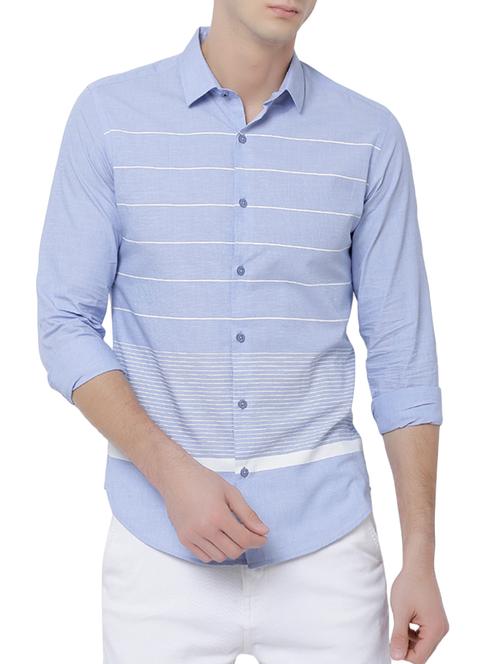 light blue cotton casual shirt - 14505604 - Very Small Image - 1