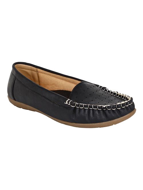 black faux leather slip on loafers - 14505659 - Standard Image - 1