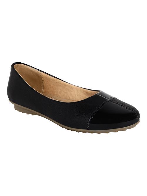 black faux leather slip on ballerina - 14505662 - Standard Image - 1