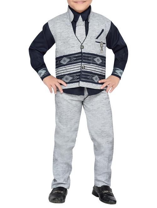 grey khadi waistcoat suit set - 14505705 - Standard Image - 1