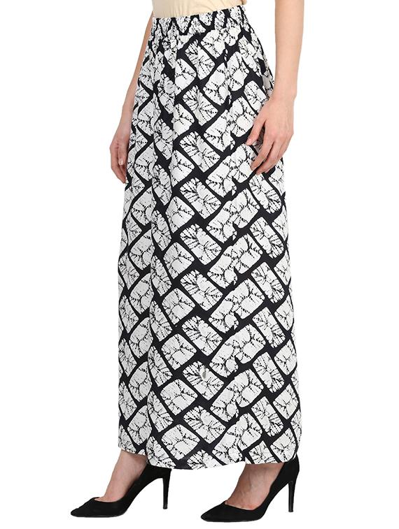 black printed rayon palazzo - 14505715 - Zoom Image - 2