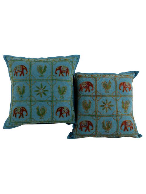 Cotton Embroidered Set of 2 Cushion Covers - 14505768 - Standard Image - 1