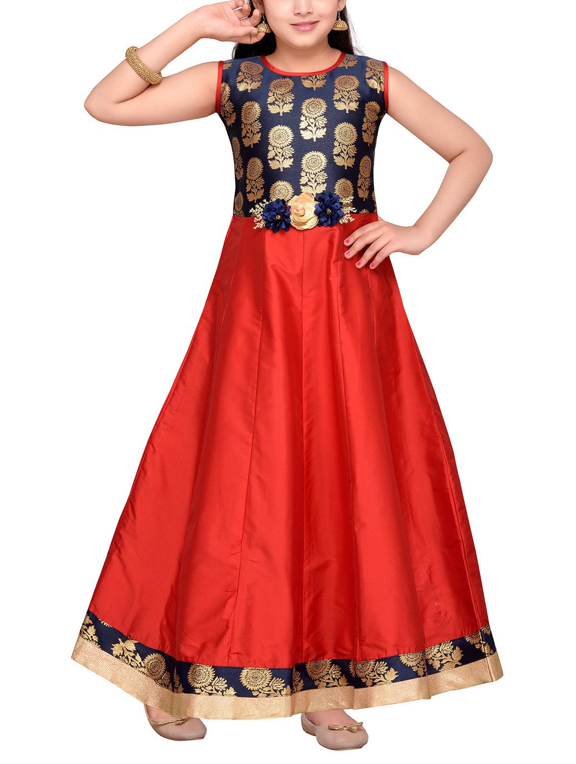 red silk blend party gown