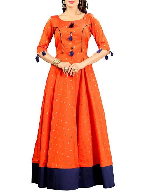 orange silk blend fit & flare gown - 14505824 - Very Small Image - 1