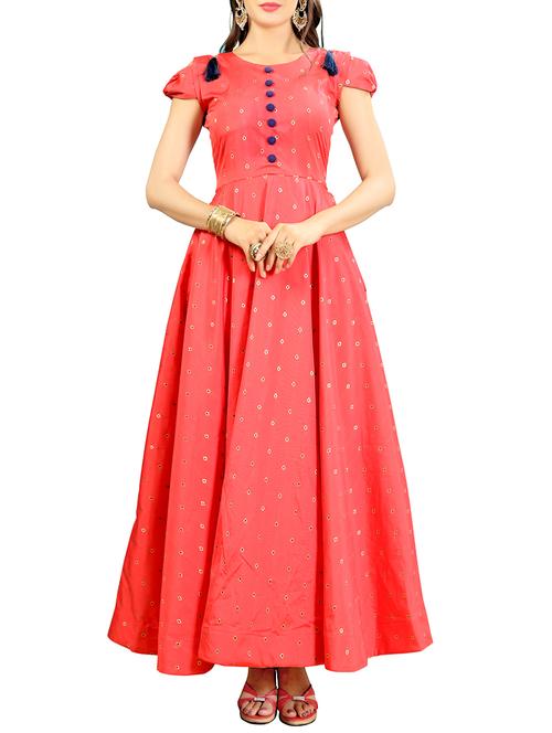 pink silk blend fit & flare gown - 14505825 - Very Small Image - 1