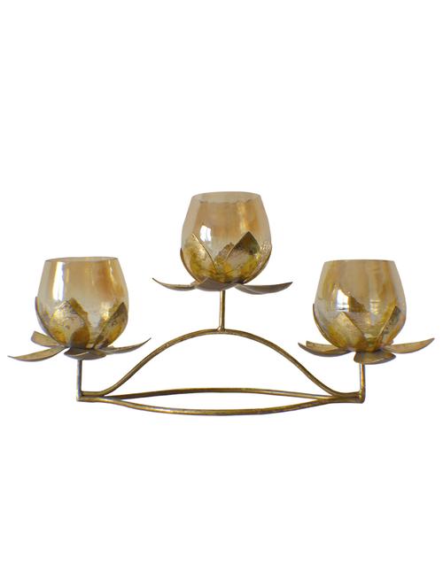 Gold Tea Light Candle Holder - 14505871 - Very Small Image - 1