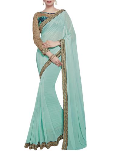 blue bordered saree - 14505976 - Very Small Image - 1