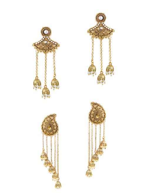 gold zinc jhumka earrings - 14506066 - Standard Image - 1
