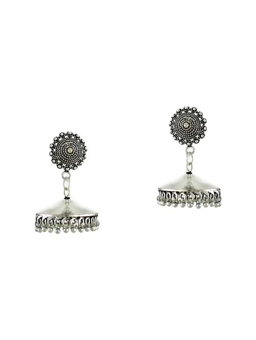 silver zinc jhumka earring - 14506104 - Standard Image - 1