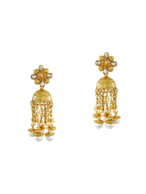 gold zinc jhumka earring - 14506120 - Very Small Image - 1