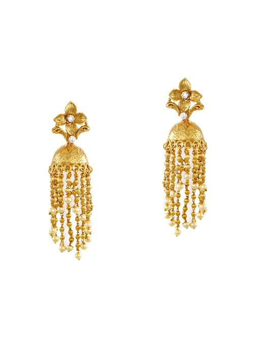 gold zinc jhumka earring - 14506121 - Very Small Image - 1