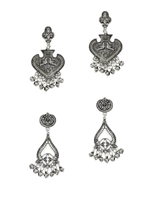 silver zinc drop (set of 2) earrings - 14506149 - Very Small Image - 1