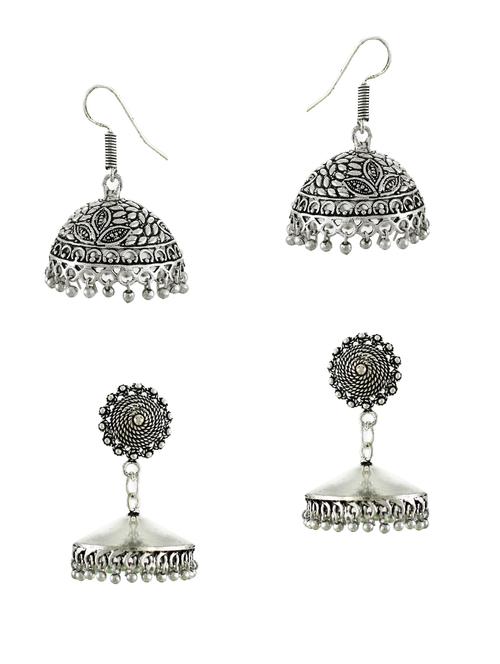 silver zinc jhumka (set of 2) earrings - 14506152 - Very Small Image - 1