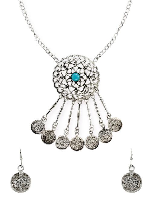 silver zinc necklaces and earring - 14506189 - Standard Image - 1