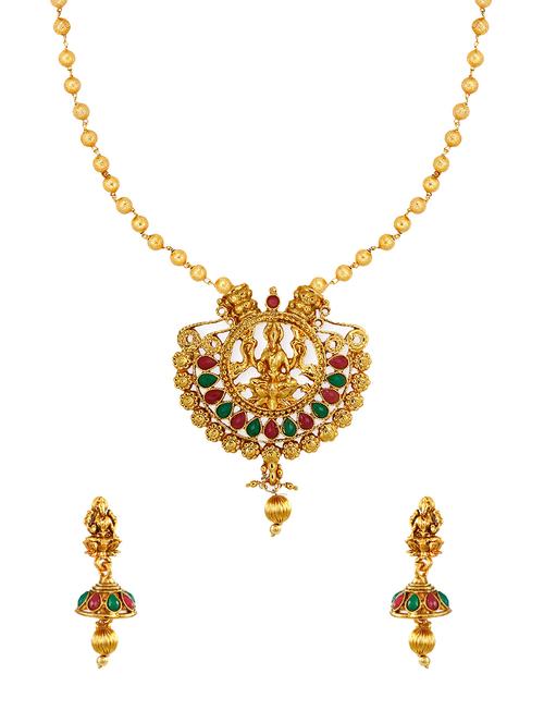 gold zinc necklaces and earring - 14506192 - Very Small Image - 1