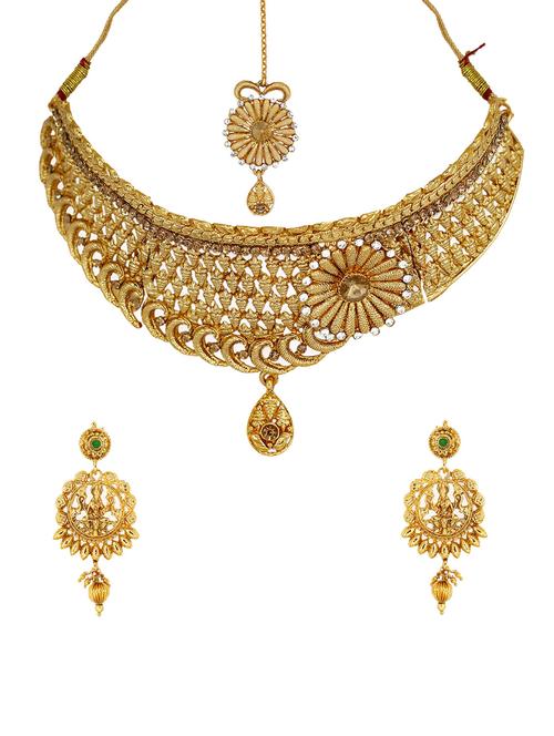 gold zinc necklaces and earring - 14506197 - Very Small Image - 1