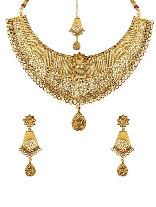 gold zinc necklaces and earring - 14506199 - Very Small Image - 1