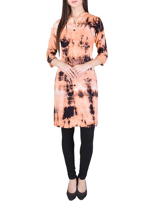 orange rayon straight kurta - 14506237 - Very Small Image - 1