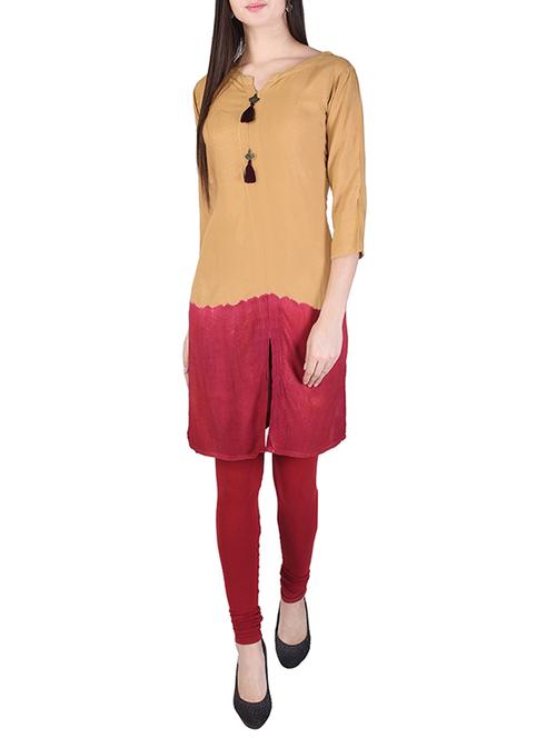 brown rayon straight kurta - 14506242 - Very Small Image - 1
