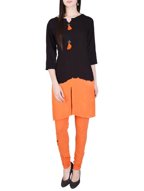 black rayon straight kurta - 14506243 - Very Small Image - 1