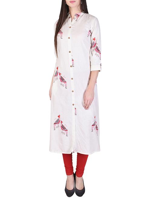 white cotton straight kurta - 14506244 - Very Small Image - 1