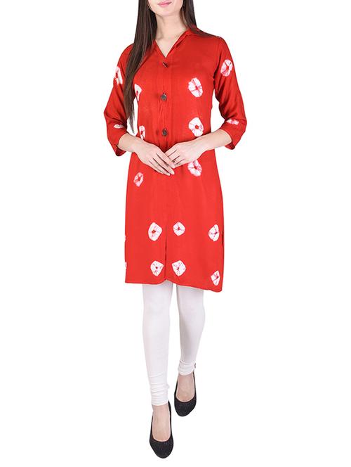 red rayon straight kurta - 14506248 - Very Small Image - 1