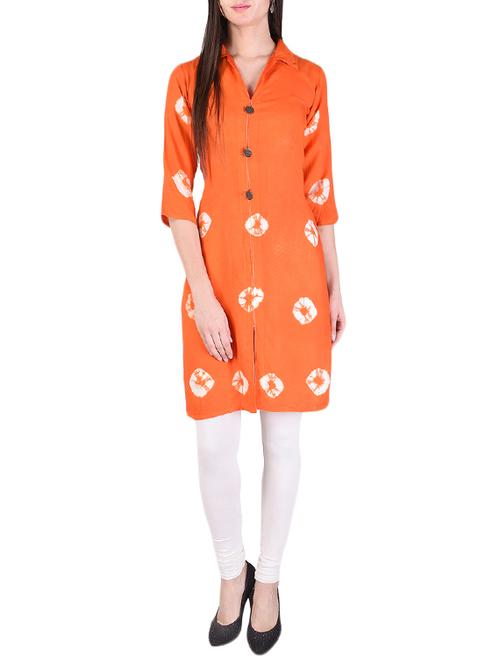 orange rayon straight kurta - 14506251 - Very Small Image - 1